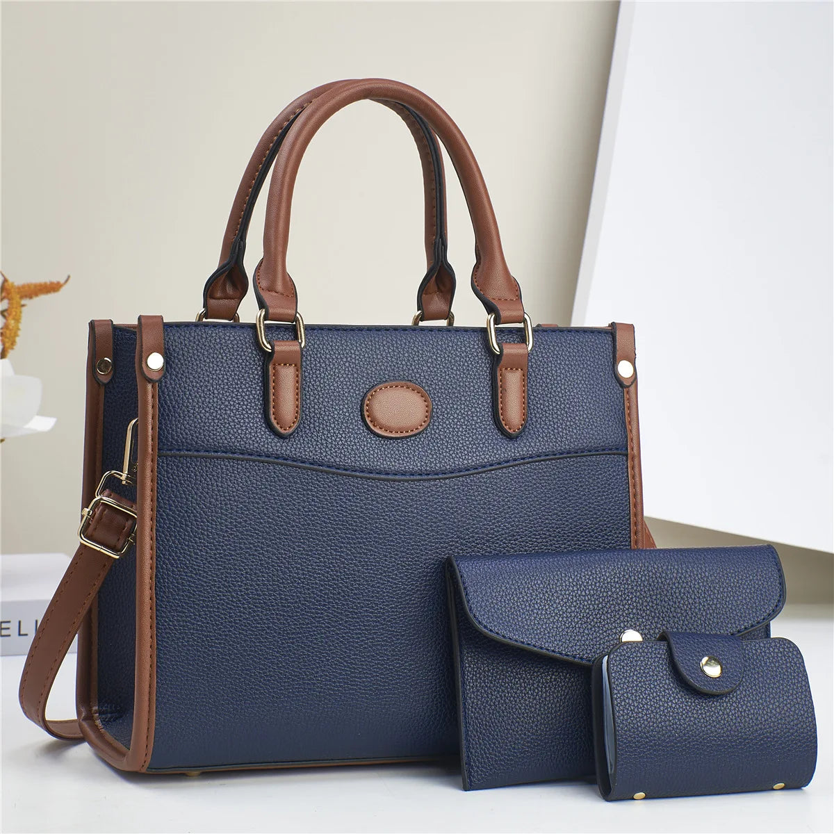 Conjunto 3 Peças Bolsas Femininas 2024 Bolsa Tote Grande De Couro de Alta Qualidade - ZAUVELLE