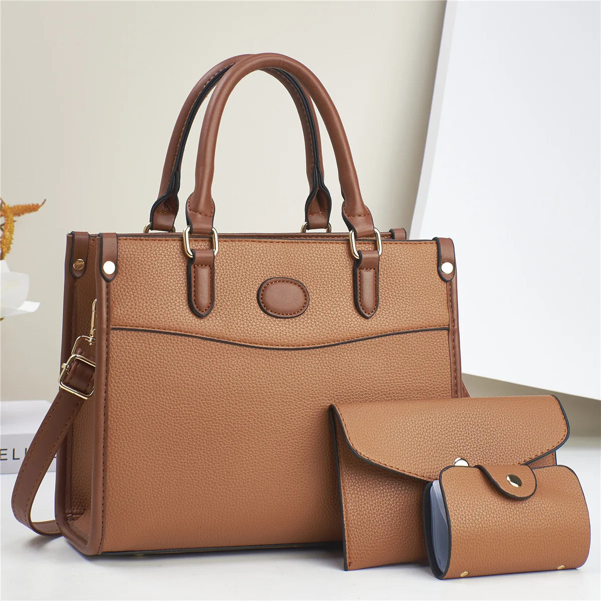 Conjunto 3 Peças Bolsas Femininas 2024 Bolsa Tote Grande De Couro de Alta Qualidade - ZAUVELLE