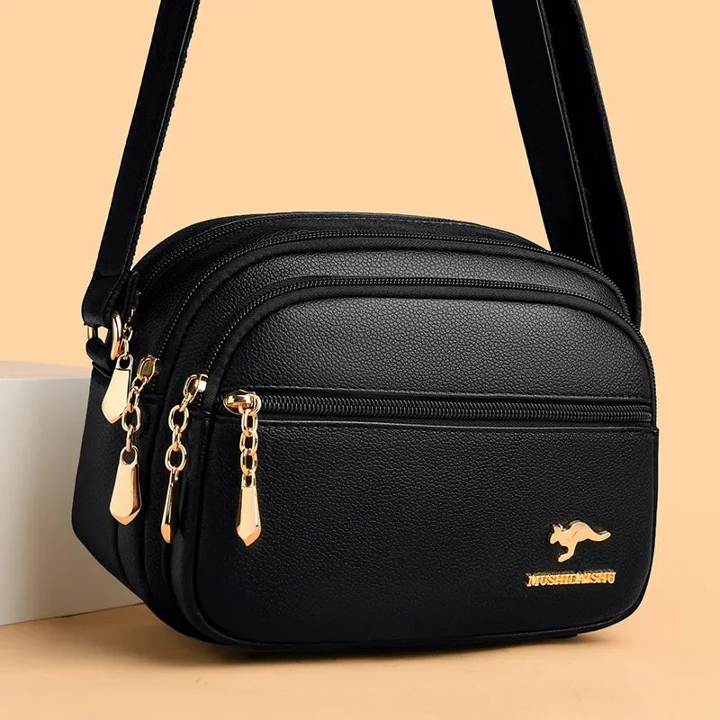 Bolsa Feminina Luxo Couro Macio com Múltiplos Bolsos - ZAUVELLE
