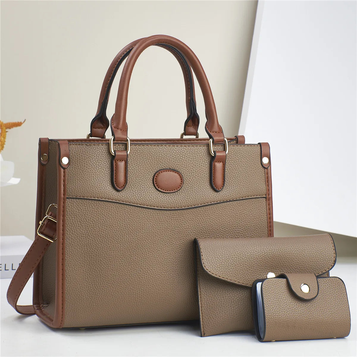 Conjunto 3 Peças Bolsas Femininas 2024 Bolsa Tote Grande De Couro de Alta Qualidade - ZAUVELLE