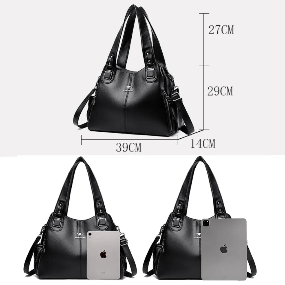 Bolsa Feminina de Couro Legítimo – Elegante, Espaçosa e com Alça de Ombro - ZAUVELLE