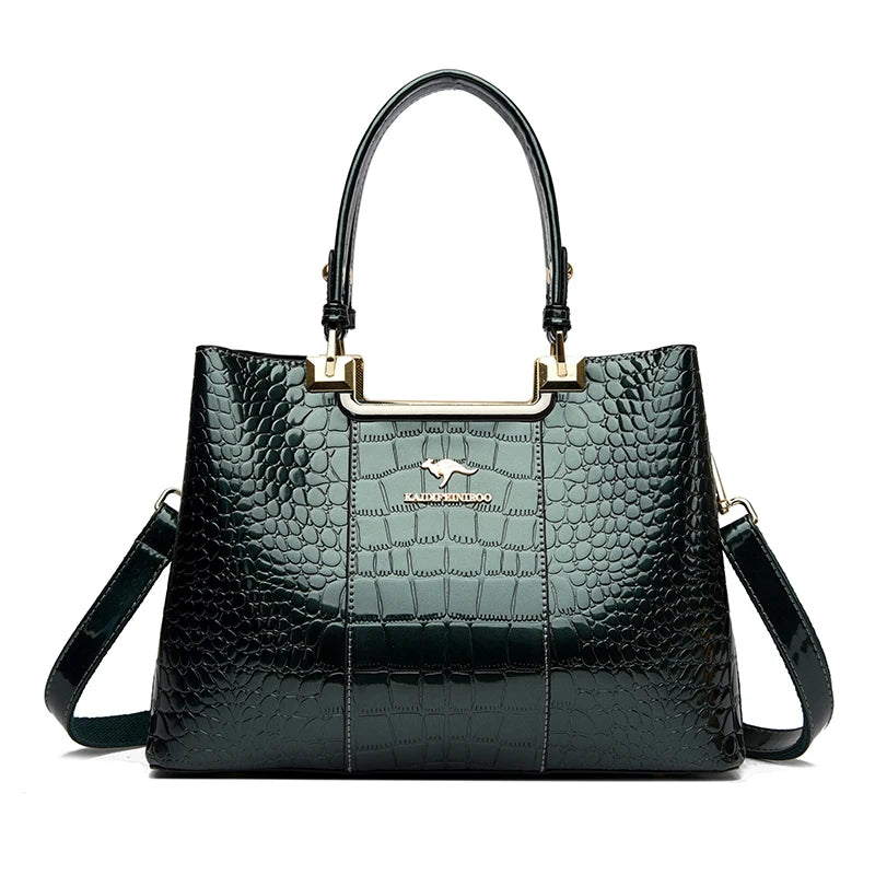 Bolsa De Couro Brilhante Feminina De Ombro Luxuosa - ZAUVELLE