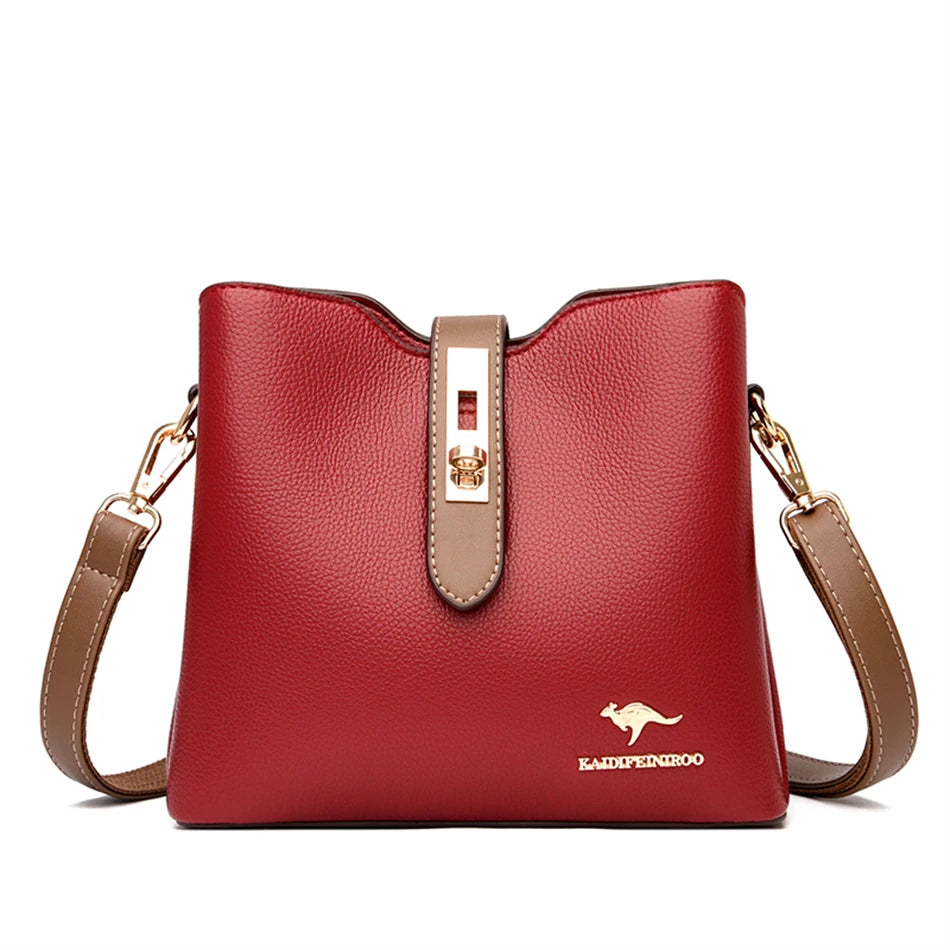 Bolsa Feminina de Couro com 3 Camadas - ZAUVELLE