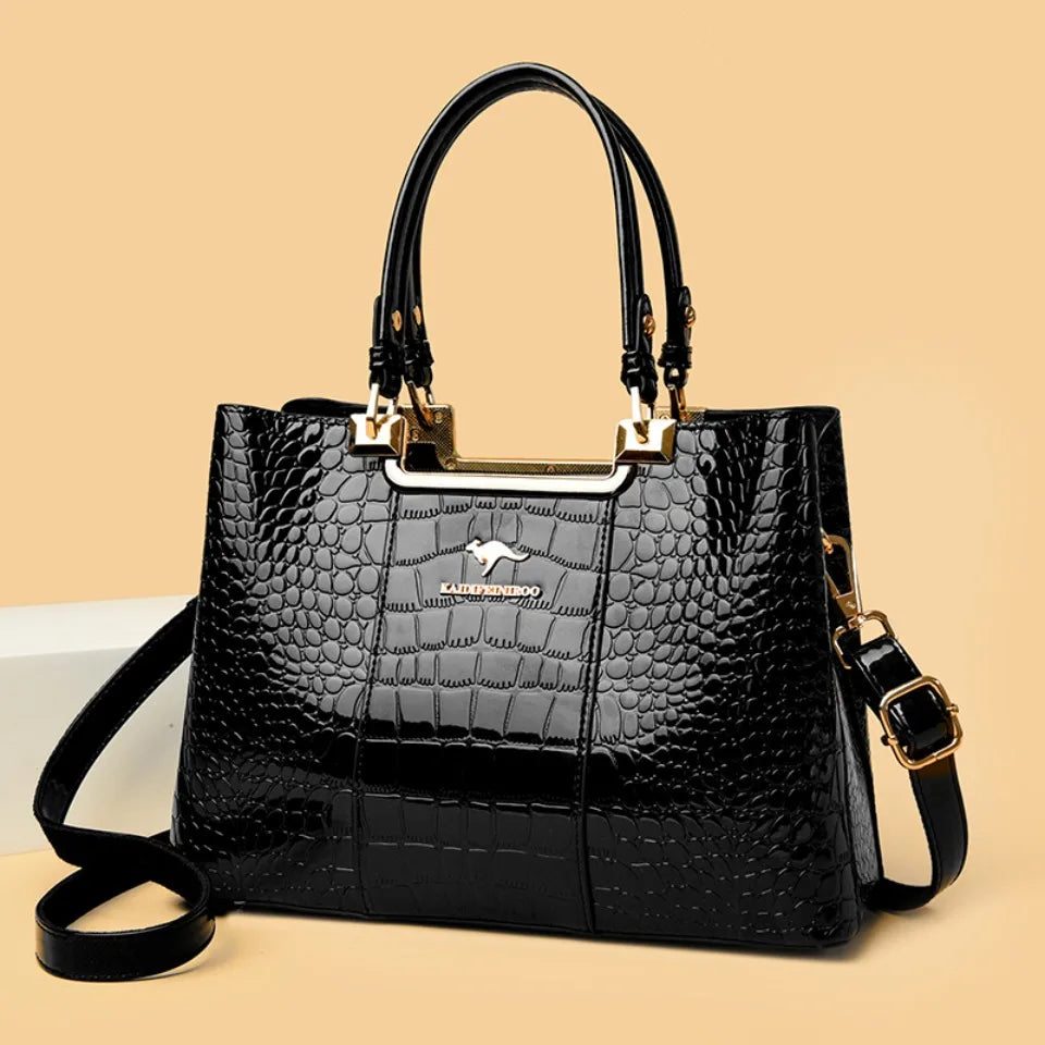 Bolsa De Couro Brilhante Feminina De Ombro Luxuosa - ZAUVELLE