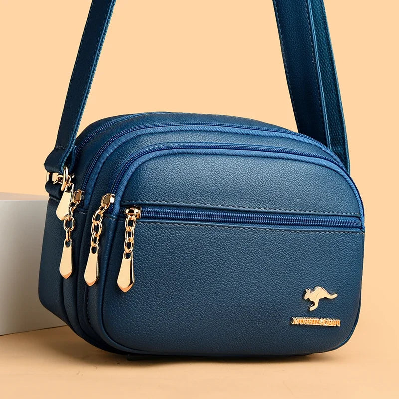 Bolsa Feminina Luxo Couro Macio com Múltiplos Bolsos - ZAUVELLE