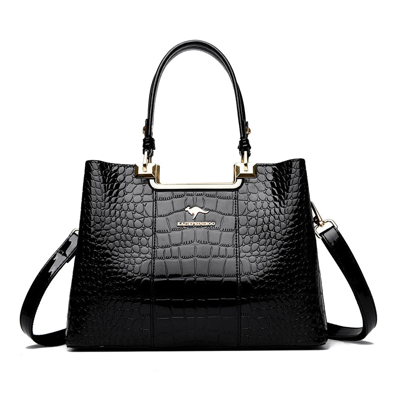 Bolsa De Couro Brilhante Feminina De Ombro Luxuosa - ZAUVELLE