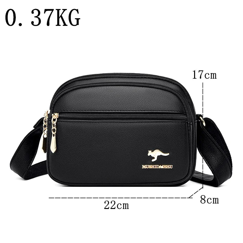 Bolsa Feminina Luxo Couro Macio com Múltiplos Bolsos - ZAUVELLE
