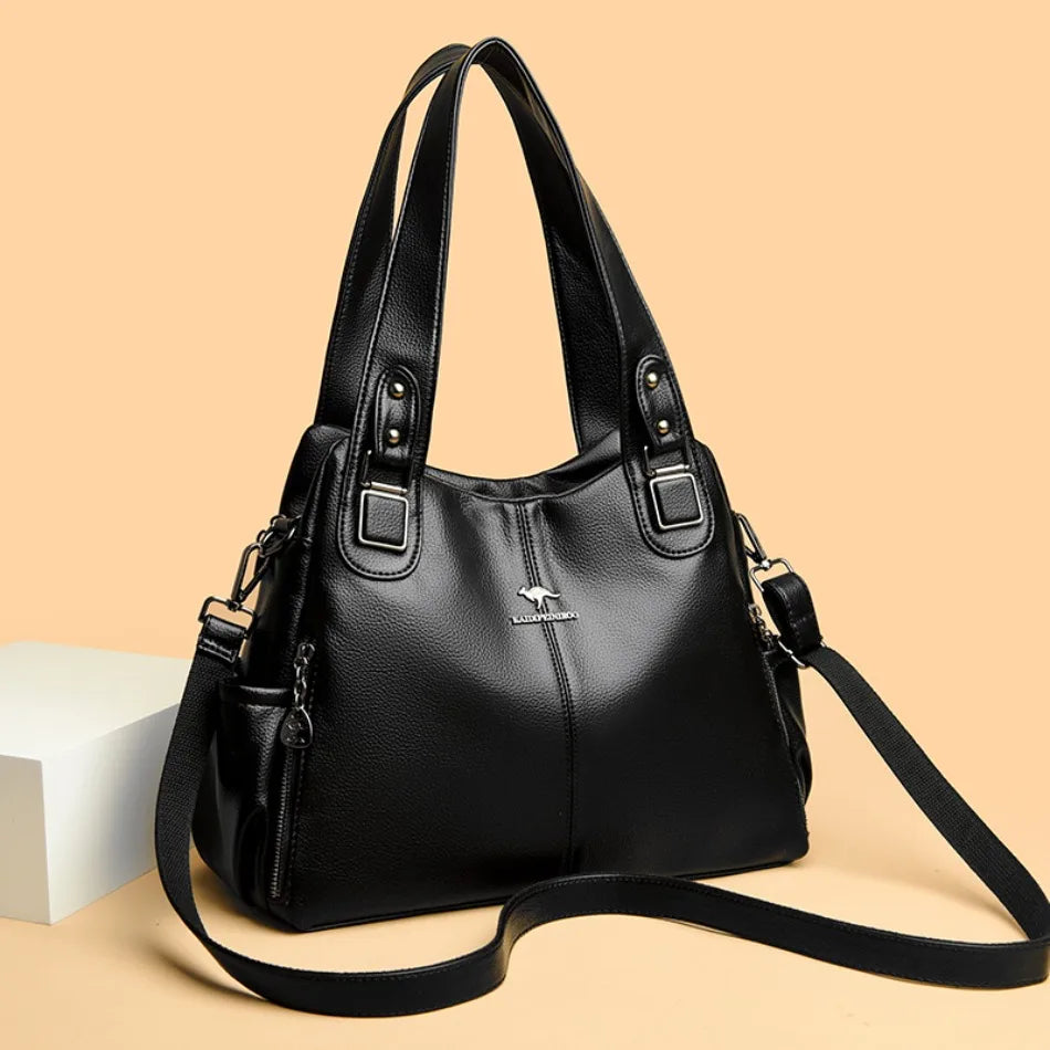 Bolsa Feminina de Couro Legítimo – Elegante, Espaçosa e com Alça de Ombro - ZAUVELLE