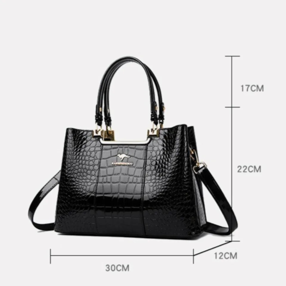 Bolsa De Couro Brilhante Feminina De Ombro Luxuosa - ZAUVELLE
