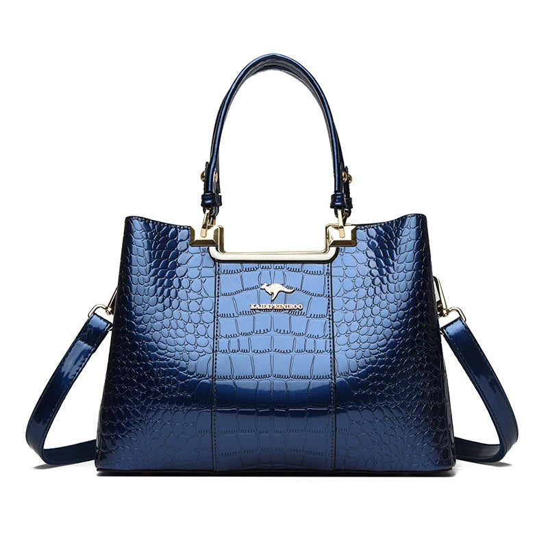 Bolsa De Couro Brilhante Feminina De Ombro Luxuosa - ZAUVELLE