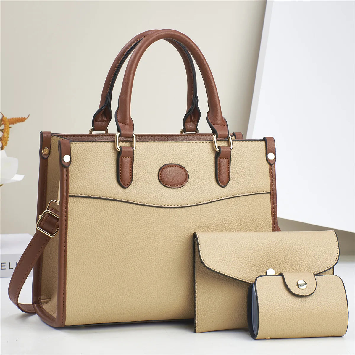Conjunto 3 Peças Bolsas Femininas 2024 Bolsa Tote Grande De Couro de Alta Qualidade - ZAUVELLE