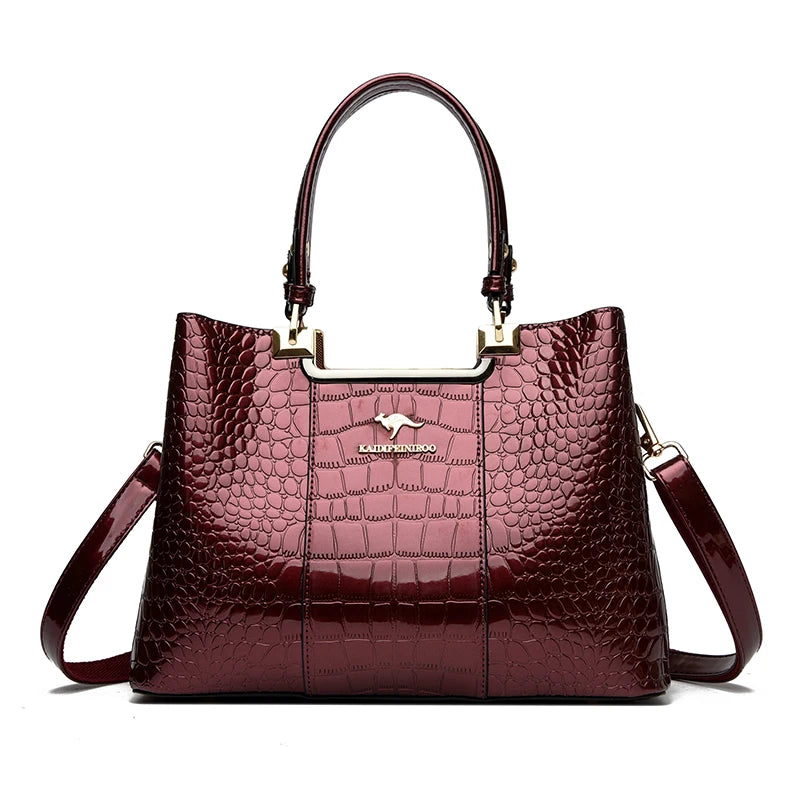 Bolsa De Couro Brilhante Feminina De Ombro Luxuosa - ZAUVELLE
