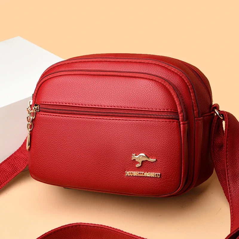 Bolsa Feminina Luxo Couro Macio com Múltiplos Bolsos - ZAUVELLE