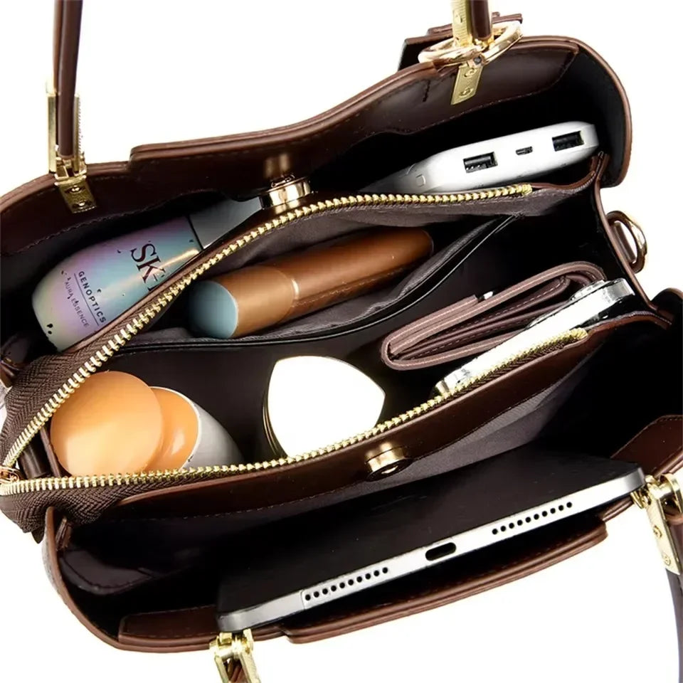 Bolsa de Luxo Estampada em Couro Macio – Modelo Ombro e Transversal - ZAUVELLE