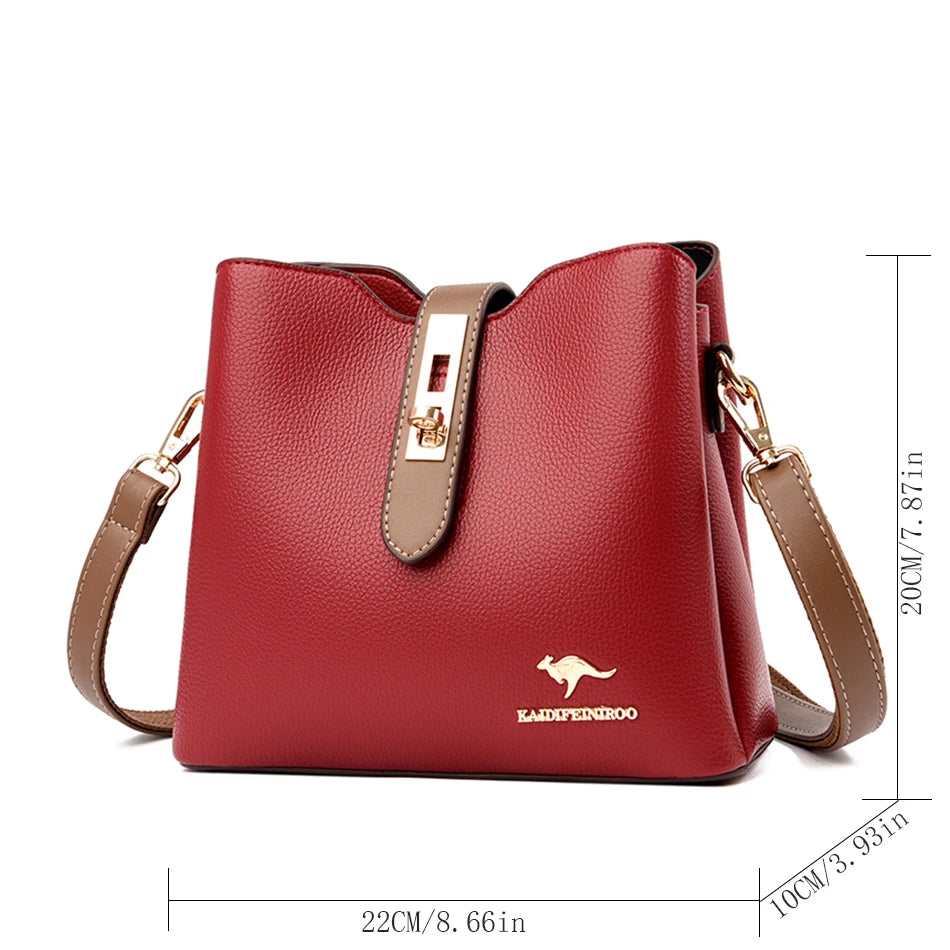 Bolsa Feminina de Couro com 3 Camadas - ZAUVELLE