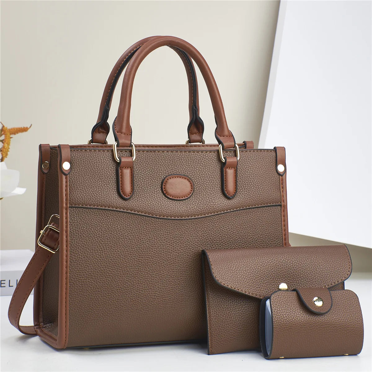 Conjunto 3 Peças Bolsas Femininas 2024 Bolsa Tote Grande De Couro de Alta Qualidade - ZAUVELLE