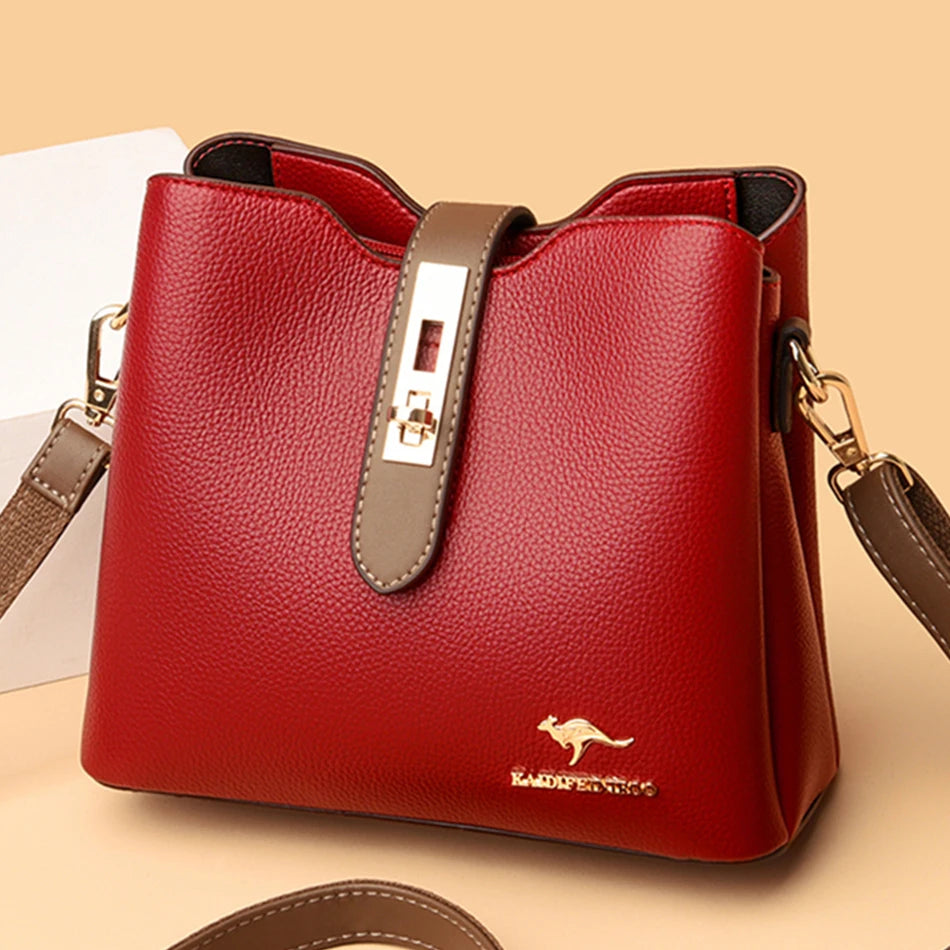 Bolsa Feminina de Couro com 3 Camadas - ZAUVELLE