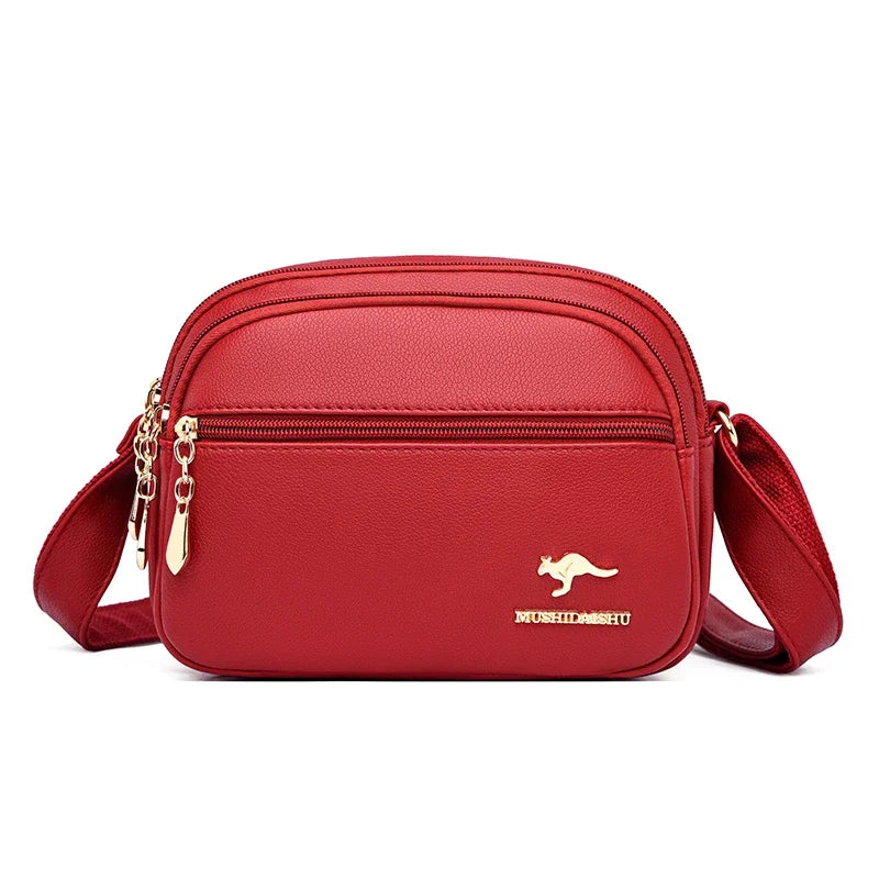 Bolsa Feminina Luxo Couro Macio com Múltiplos Bolsos - ZAUVELLE