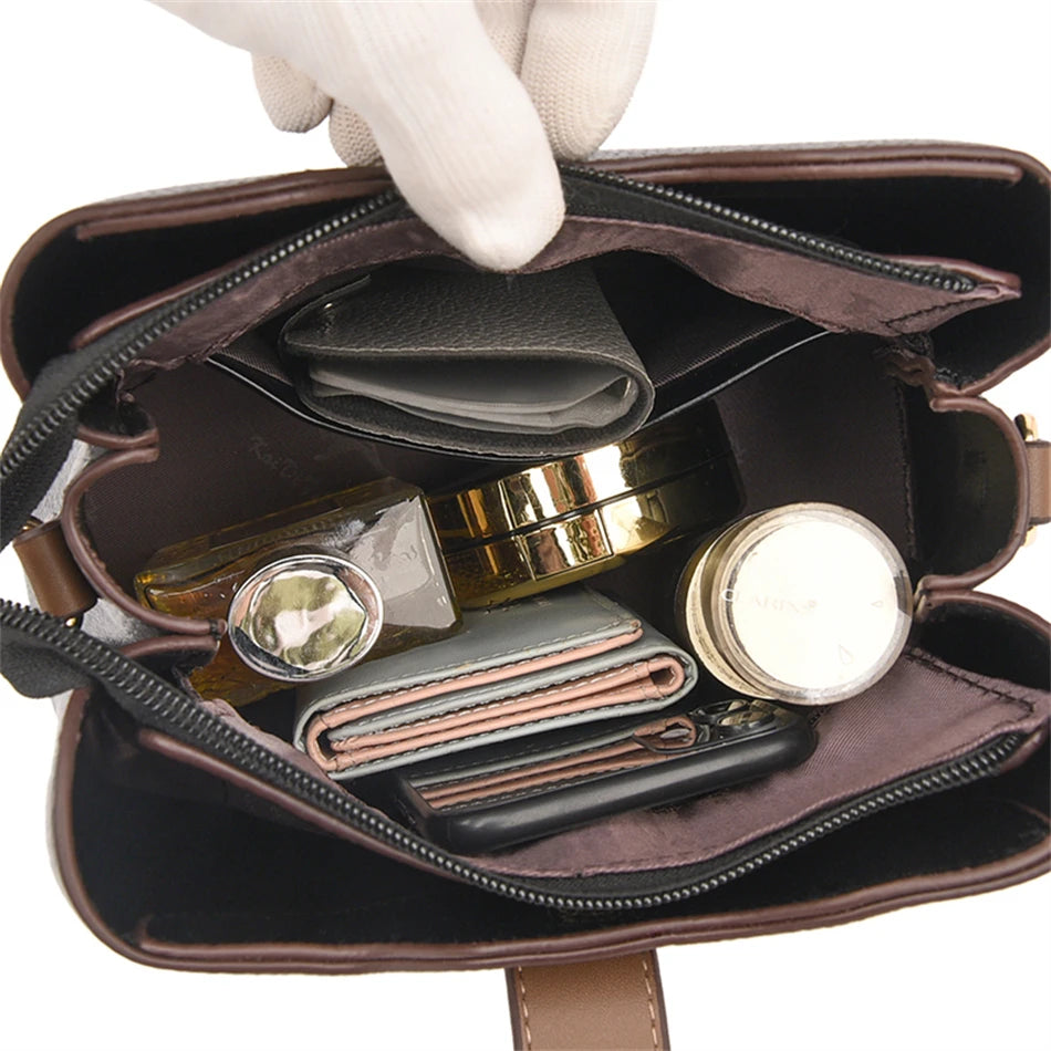 Bolsa Feminina de Couro com 3 Camadas - ZAUVELLE