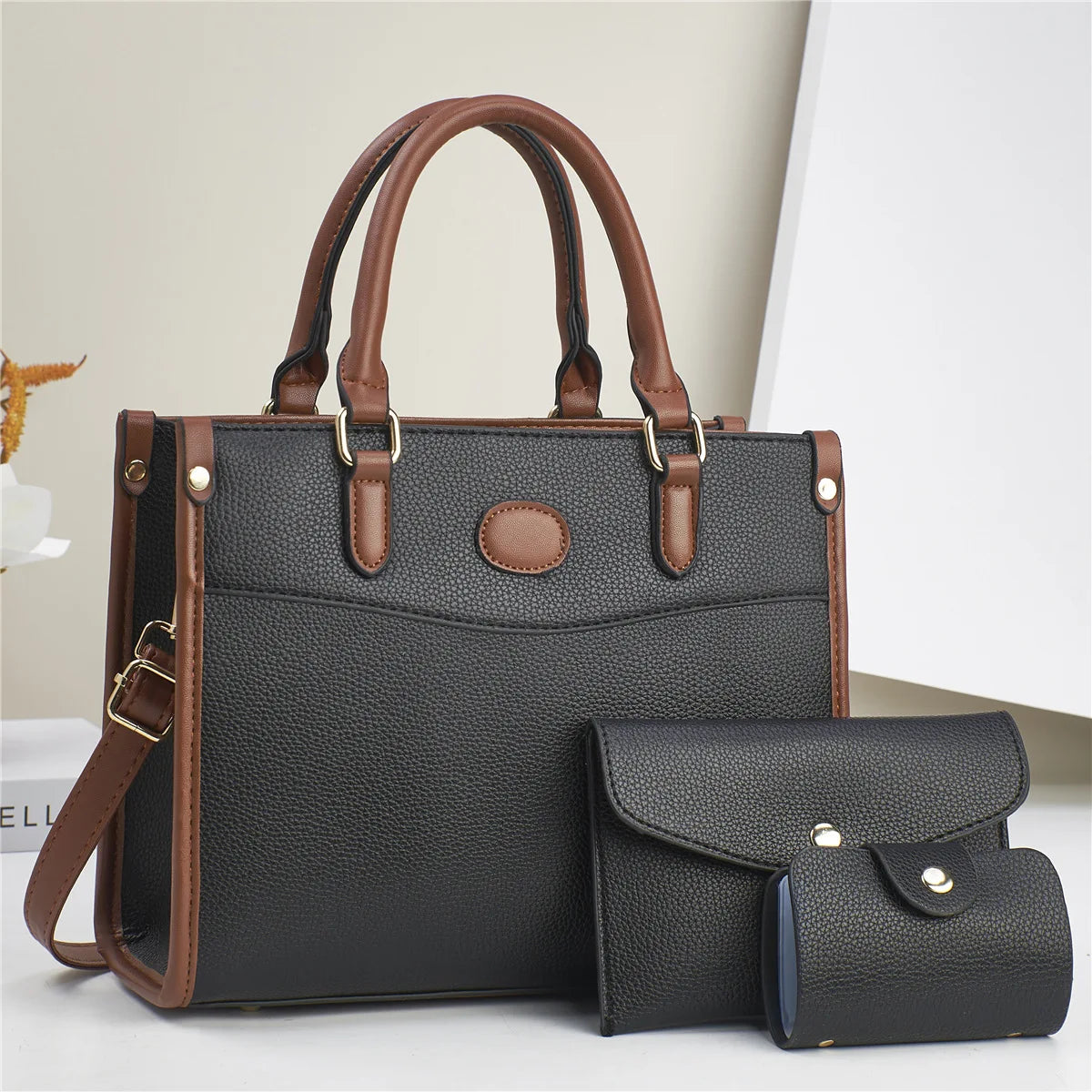 Conjunto 3 Peças Bolsas Femininas 2024 Bolsa Tote Grande De Couro de Alta Qualidade - ZAUVELLE