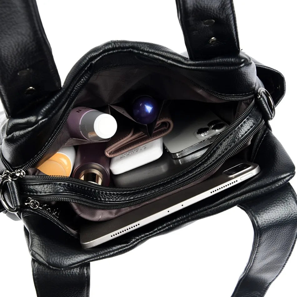 Bolsa Feminina de Couro Legítimo – Elegante, Espaçosa e com Alça de Ombro - ZAUVELLE