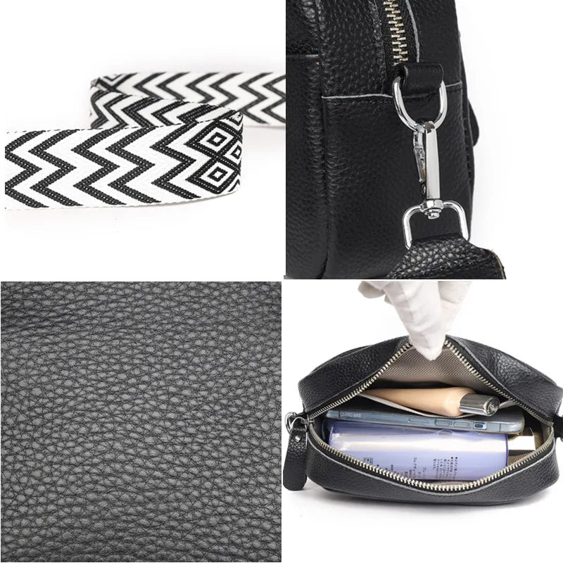 Bolsa Feminina de Couro Legítimo  –  Modelo Transversal e de Ombro Luxuoso - ZAUVELLE