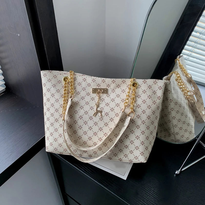 Tote Luxo Couro Macio – Estampa Elegante - ZAUVELLE
