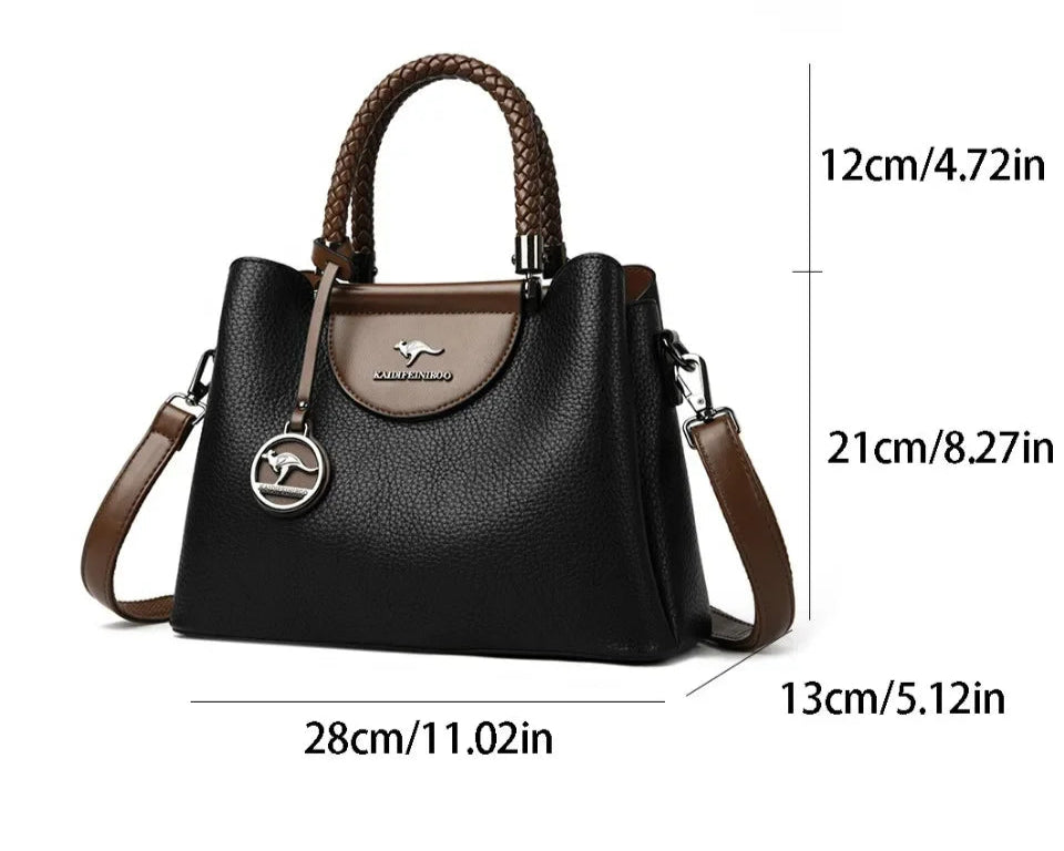 Bolsa de Couro Crossbody Feminina - Estilo Fashion Luxuoso 2025 - ZAUVELLE