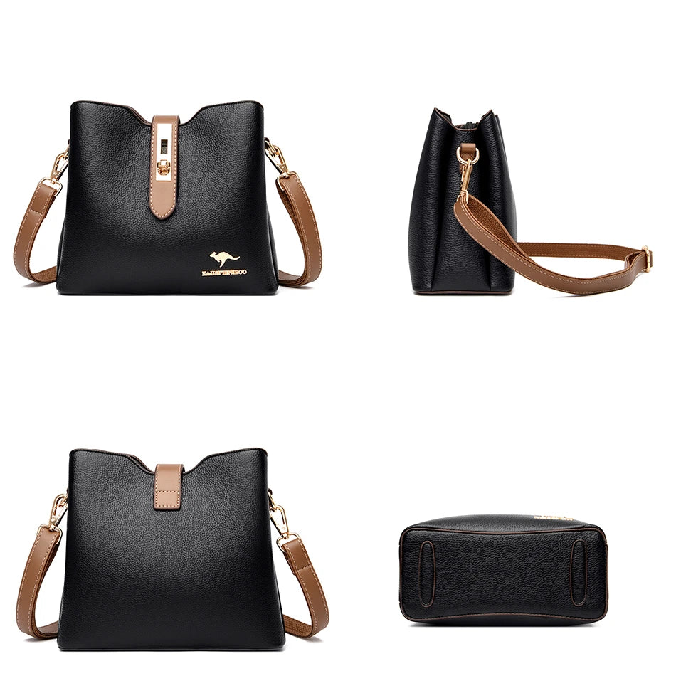 Bolsa Feminina de Couro com 3 Camadas - ZAUVELLE