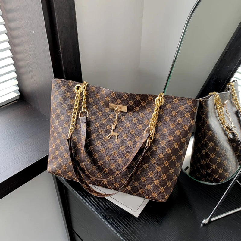 Tote Luxo Couro Macio – Estampa Elegante - ZAUVELLE