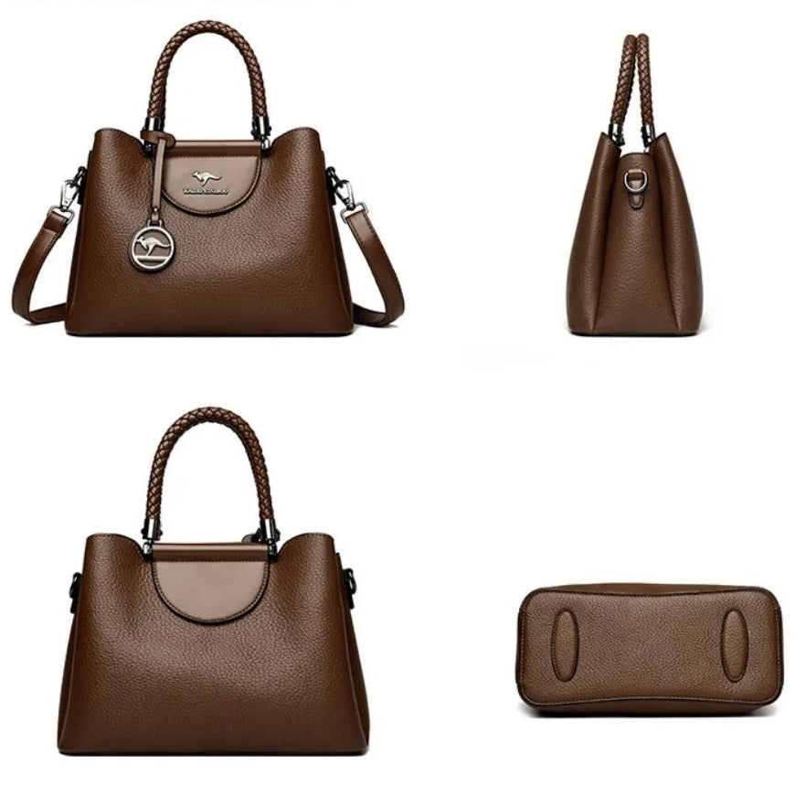 Bolsa de Couro Crossbody Feminina - Estilo Fashion Luxuoso 2025 - ZAUVELLE