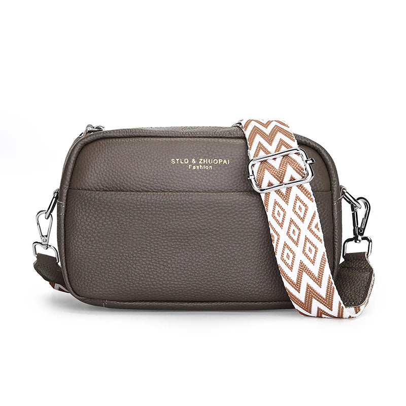 Bolsa Feminina de Couro Legítimo  –  Modelo Transversal e de Ombro Luxuoso - ZAUVELLE