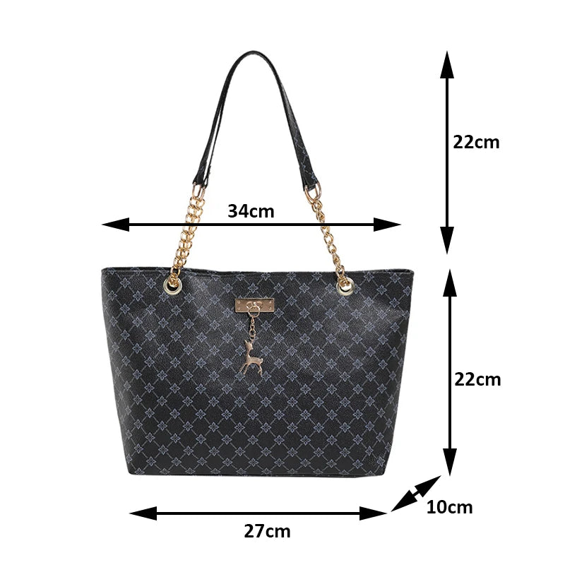 Tote Luxo Couro Macio – Estampa Elegante - ZAUVELLE