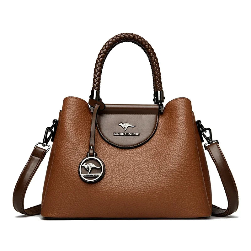 Bolsa de Couro Crossbody Feminina - Estilo Fashion Luxuoso 2025 - ZAUVELLE