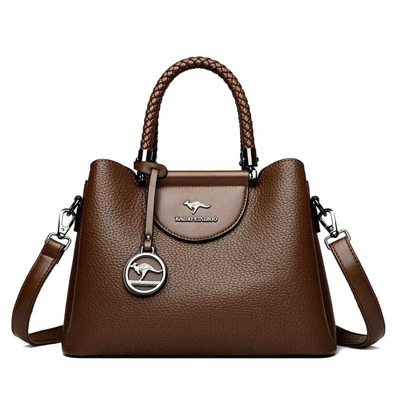 Bolsa de Couro Crossbody Feminina - Estilo Fashion Luxuoso 2025 - ZAUVELLE