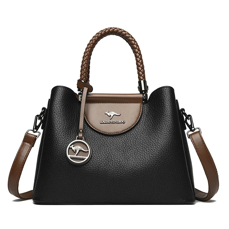 Bolsa de Couro Crossbody Feminina - Estilo Fashion Luxuoso 2025 - ZAUVELLE