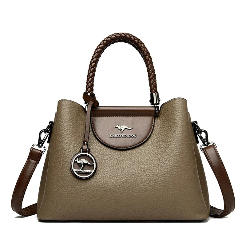 Bolsa de Couro Crossbody Feminina - Estilo Fashion Luxuoso 2025 - ZAUVELLE