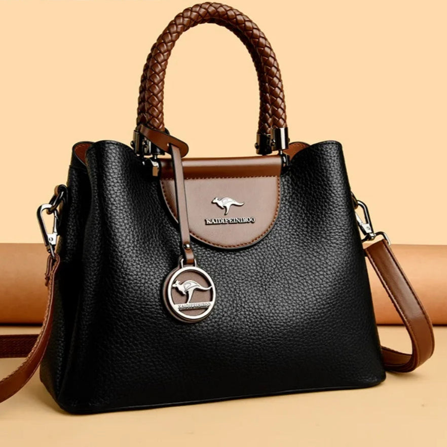 Bolsa de Couro Crossbody Feminina - Estilo Fashion Luxuoso 2025 - ZAUVELLE