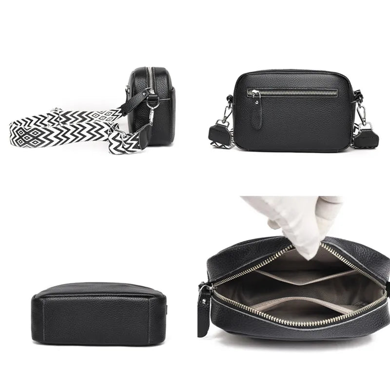 Bolsa Feminina de Couro Legítimo  –  Modelo Transversal e de Ombro Luxuoso - ZAUVELLE