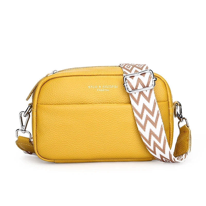 Bolsa Feminina de Couro Legítimo  –  Modelo Transversal e de Ombro Luxuoso - ZAUVELLE