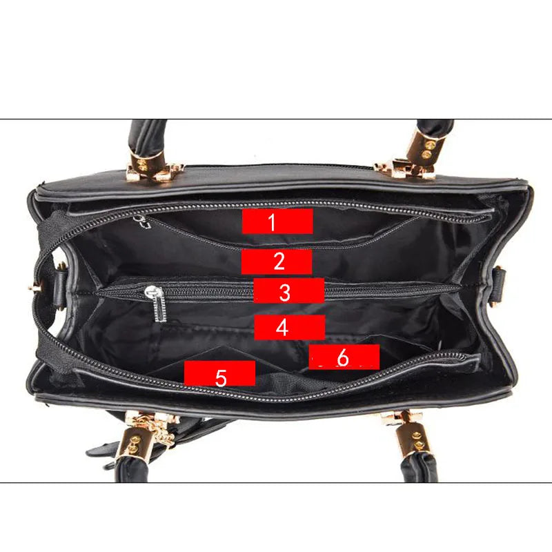 Bolsa Feminina de Ombro – Grande Capacidade com Padrão Lychee - ZAUVELLE