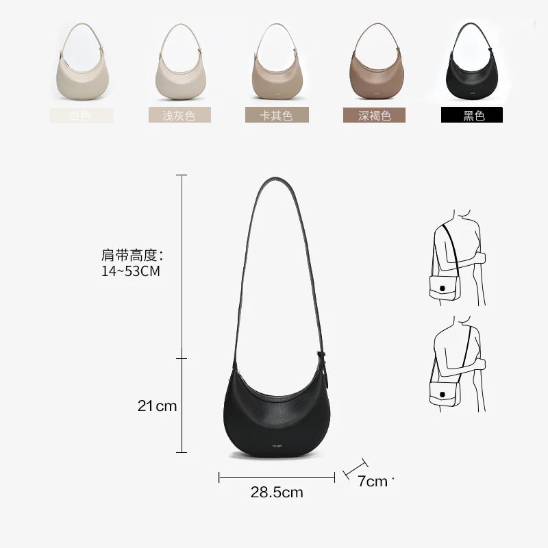 Bolsa Feminina Meia-Lua Elegante Marca FOXER 2025 - ZAUVELLE