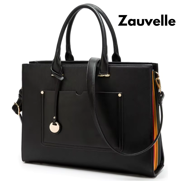 Bolsa Feminina 2025 – Bolsa Versátil em Couro com Alça de Ombro e Compartimento para Laptop - ZAUVELLE